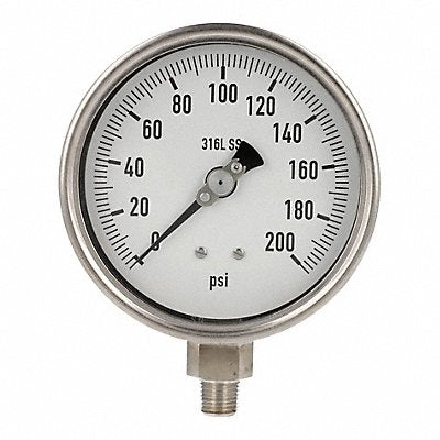 PIC GAUGES PRO311D404G H8415 Pressure Gauge Heavy Duty 4 in 200 psi