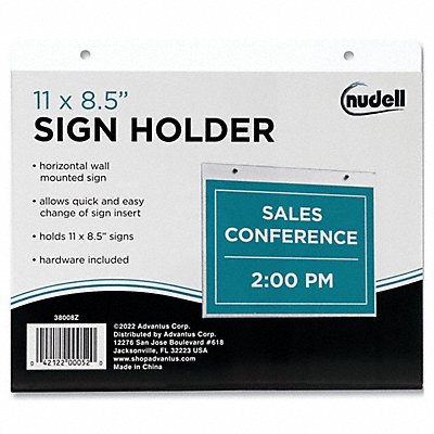 NUDELL 38008Z Frame 8.5 X11 Wall Sign Clear