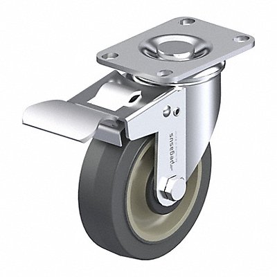 GRAINGER P12SPRP035B12TB Plate Caster Swivel Rubber 4 11/16 H