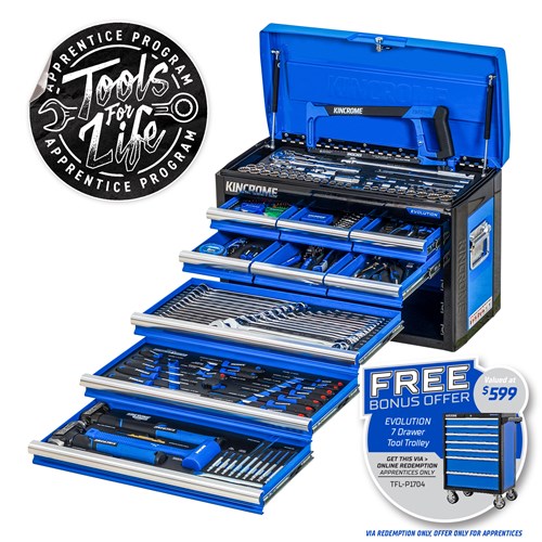Kincrome P1704 EVOLUTION Chest Tool Kit 222 Piece 9 Drawer (26”)