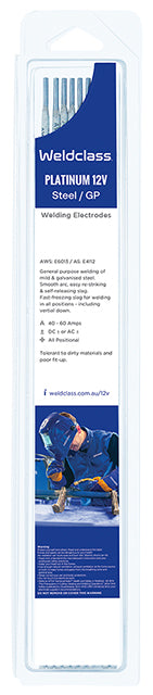 Weldclass P2-E12V/32HP Stick Electrodes Steel GP PLATINUM 12V 3.2mm Pk 9 Rods