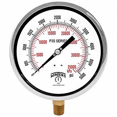 WINTERS P3S6002 Compound Gauge 4-1/2 Dial Size Black