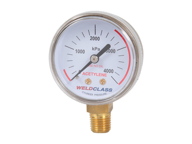 Weldclass P4-HPACG Regulator Gauge Acetylene High / Bottle Pressure 0-4,000Kpa