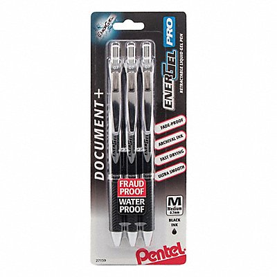 PENTEL BLP77BP3A Pen Set Black Non-Erasable Gel PK3