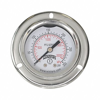WINTERS PFQ2440DRY2FF K4539 Pressure Gauge 2 Dial Size Silver