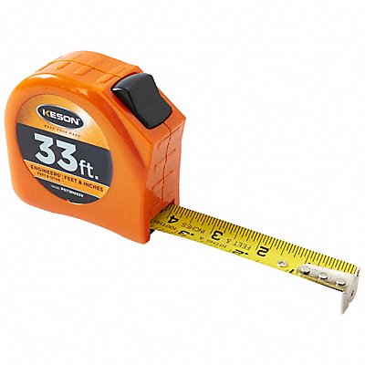 KESON PGT181033V Tape Measure 1 In x 33 ft Orange In/Ft