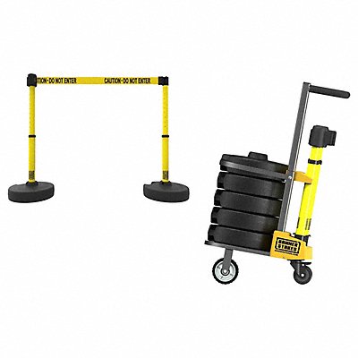 BANNER STAKES PL4078 Plus Barricade System 15ft. L Yllw Metal