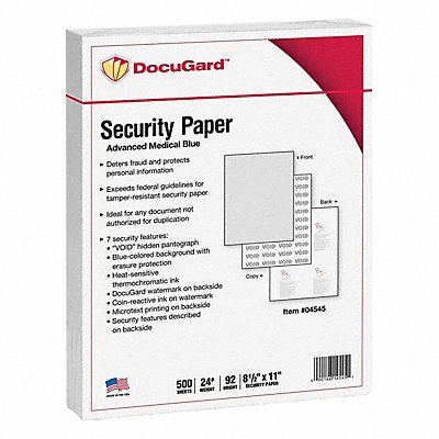 DOCUGARD 4545 Medical Security Paper 11 L Blue PK500