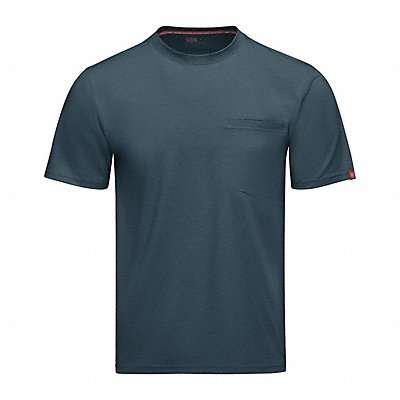 RED KAP TKM2AC Work Shirt: Men's, L, Blue, 28% Lyocell/5% Elastane/67% Polyester Fabric Blend, Long Large