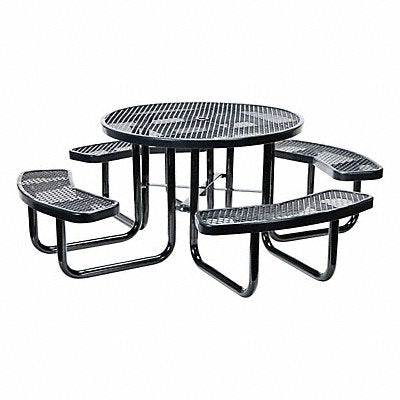 VESTIL PTMXRT46BK Metal Round Picnic Table 81-1/4 Black