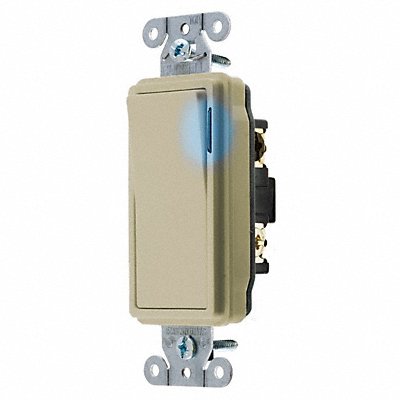HUBBELL DS320IL Illuminated Wall Switch Ivory 20A Back Side 3-Way