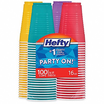 HEFTY C21637 Disp Cold Cup 16 oz GR/OR/PUR/TEAL PK100