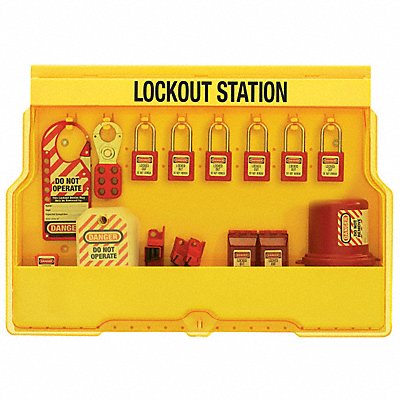 MASTER LOCK S1850E410 Lockout Station Filled 6 Padlocks