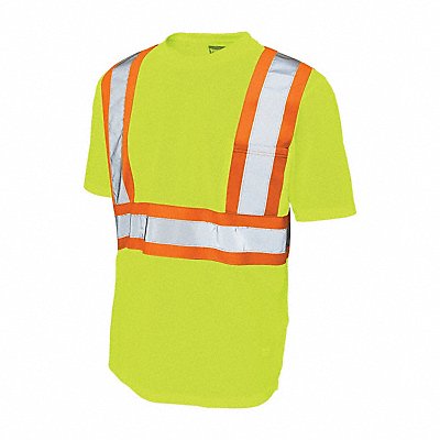 TOUGH DUCK S39231 Hi-Vis Short Sleeve Shirt 5XL Yellow/Grn