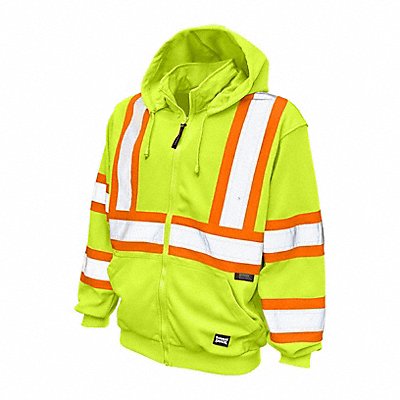 TOUGH DUCK S49411 Hi-Vis Hooded Sweatshirt S Yellow/Green