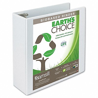 GRAINGER SAM18997 3-Ring Binder 4 White