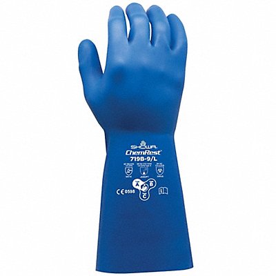 SHOWA 719B09 Chemical Resistant Gloves L Blue PR