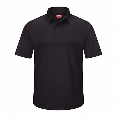 RED KAP SK90BKSSS J2888 Short Sleeve Polo Sz S Black Polyester