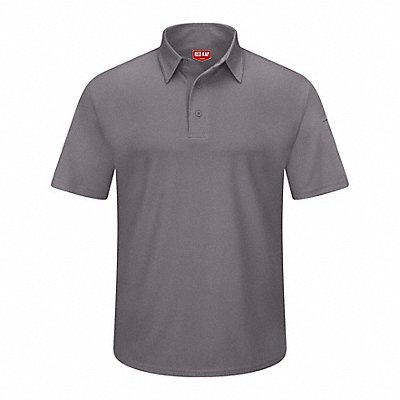 RED KAP SK90GYSSL J2888 Short Sleeve Polo Sz L Grey Polyester