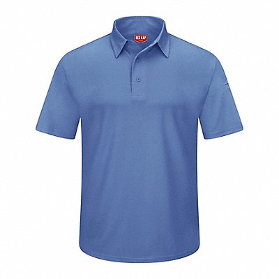 RED KAP SK90MBSS5XL J2888 Short Sleeve Polo 5XL Med Blue Button