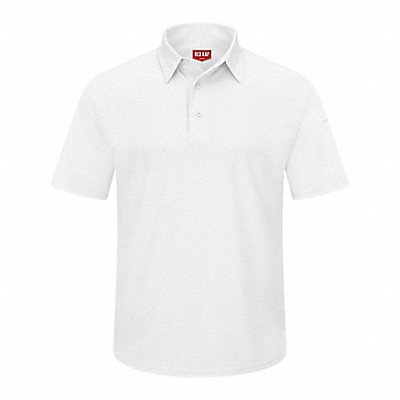 RED KAP SK90WHSSS J2888 Short Sleeve Polo Sz S White Polyester