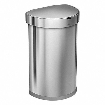 SIMPLEHUMAN ST2009 Trash Can Metal 25 1/4 in H Silver