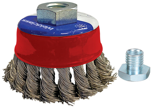 Weldclass TO-3032 Wire Brush Cup Twist-Knot 75mm M14x2/10x1.5 Mild-Steel
