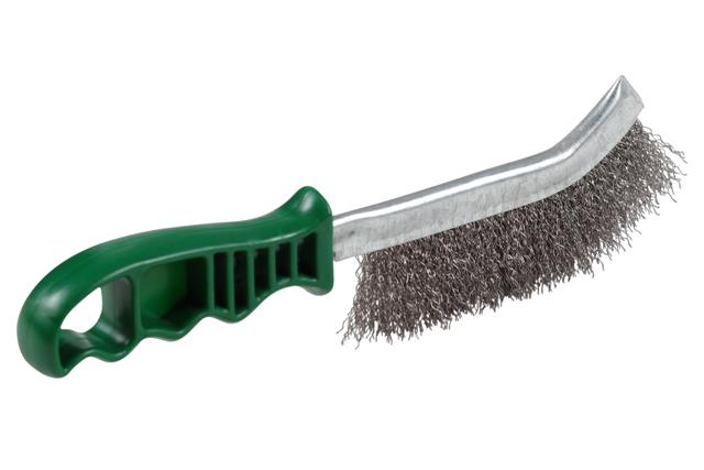 Weldclass TO-3204 Wire Brush Hand 1-Row Plastic Handle Stainless-Steel Green