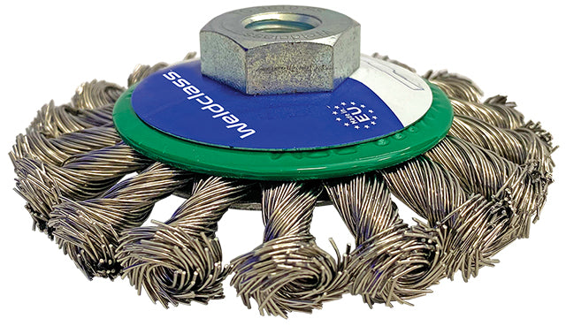 Weldclass TO-3610 Wire Brush Bevel Twist-Knot 100mm M14x2/10x1.5 Stainless-Steel