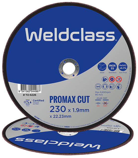 Weldclass TO-6226 Cutting Disc PROMAX Inox Thin 230x1.9mm Flat