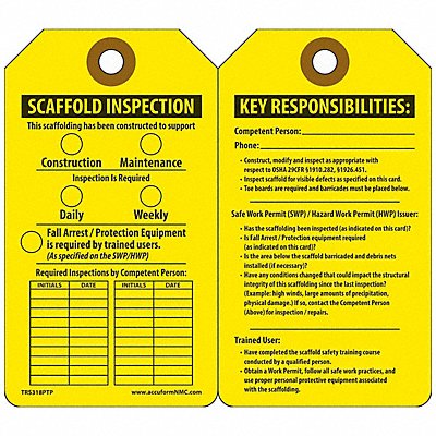 ACCUFORM TRS318PTP Inspection Tag 5-3/4 x 3-1/4 PK25