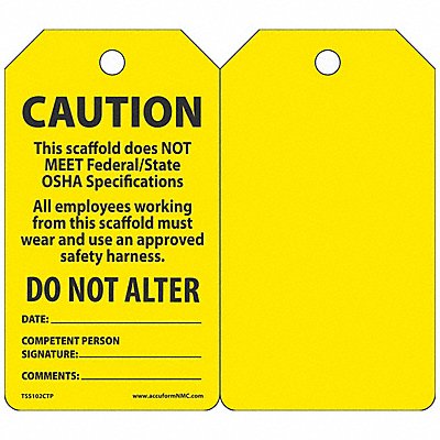 ACCUFORM TSS102CTP Caution Tag 5 3/4in H 3 1/4in W PK25