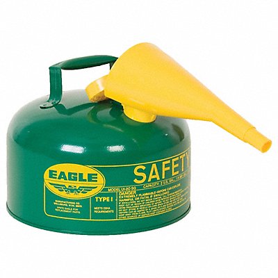EAGLE UI25FSG Type I Safety Can Green 2-1/2 gal Cap.