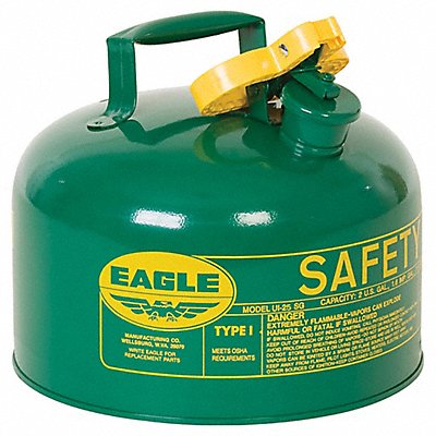 EAGLE UI25SG Type I Safety Can Green 2-1/2 gal Cap.