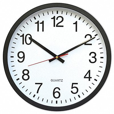 GRAINGER UNV10431 Round Wall Clock Black 12.5 dia.