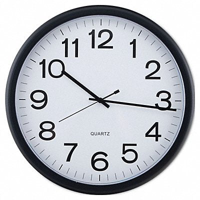 GRAINGER UNV11641 Round Wall Clock Black 12