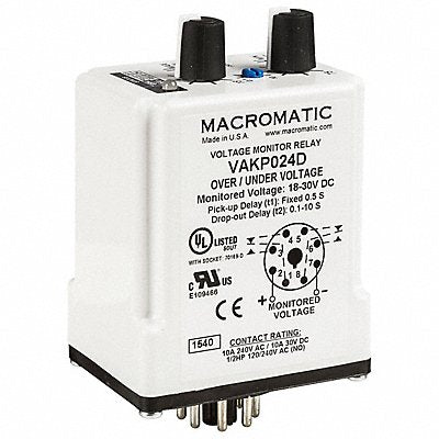MACROMATIC VAKP120A Volt Sensor Relay 120VAC 10A @ 240V DPDT