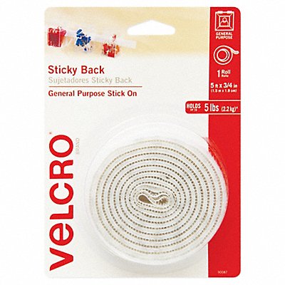 VELCRO BRAND 90087 Tape Sticky Back 3/4 x 5 ft White
