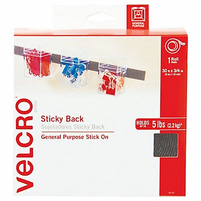 VELCRO BRAND 91137 Sticky Back Fastener Disp .75 x30ft Blk