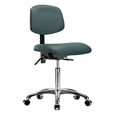 GRAINGER BRVMBCHCRT0A0NFCC8546 Vinyl Chair Chrome Med Castors Blue