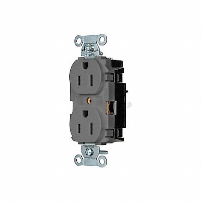 HUBBELL 5252STGY Receptacle 1/2 hp 125V AC NEMA 5-15R