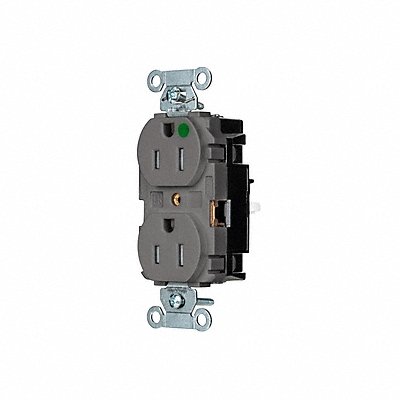 HUBBELL 8200STGYTR Receptacle 1/2 hp 125V AC NEMA 5-15R