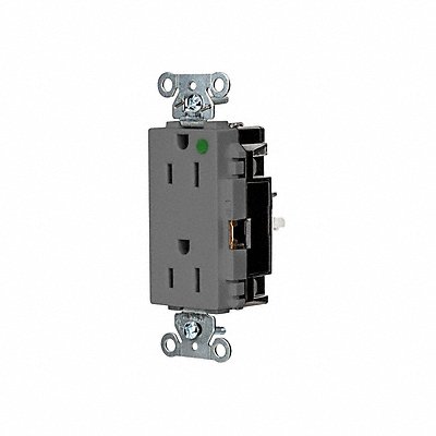 HUBBELL HBL2172STGY Receptacle 1/2 hp 125V AC NEMA 5-15R