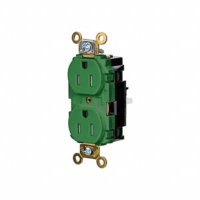 HUBBELL HBL5262STGNTR Receptacle 1/2 hp 125V AC NEMA 5-15R