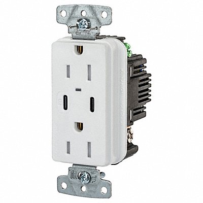 HUBBELL USB15CPDW USB Receptacle White 1/2 hp