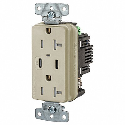 HUBBELL USB20CPDI USB Receptacle Ivory 1 hp