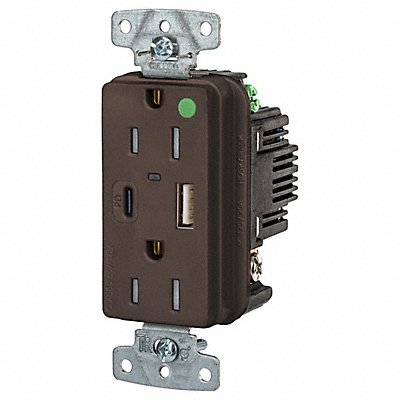 HUBBELL USB8200ACPD USB Receptacle Brown 1/2 hp