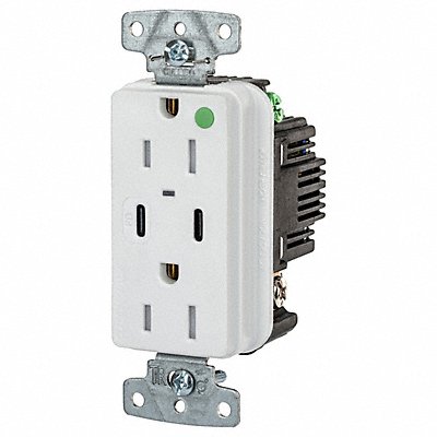 HUBBELL USB8200CPDW USB Receptacle White 1/2 hp