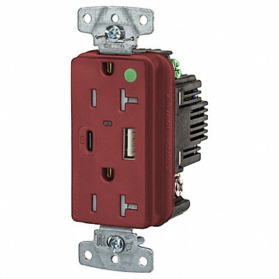 HUBBELL USB8300ACPDR USB Receptacle Red 1 hp