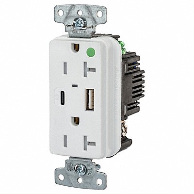 HUBBELL USB8300ACPDW USB Receptacle White 1 hp